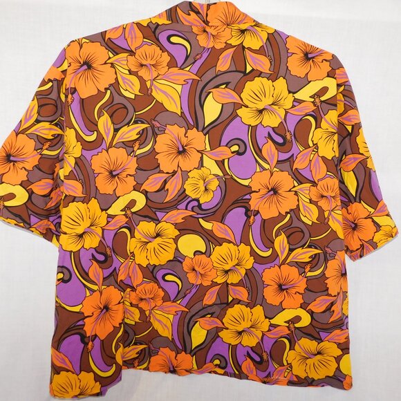 VTG alohaland hallelujah hawaiian shirts Mens 6XT hybiscus Flowers Orange yellow - Picture 8 of 10